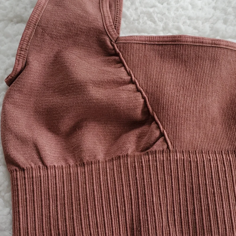 M/L Free People Good Karma Running Shorts and Square Neck Bra Set Violet Umber - Picture 7 of 14